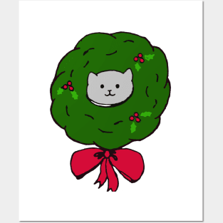 Kitty in Christmas Wreath! Posters and Art